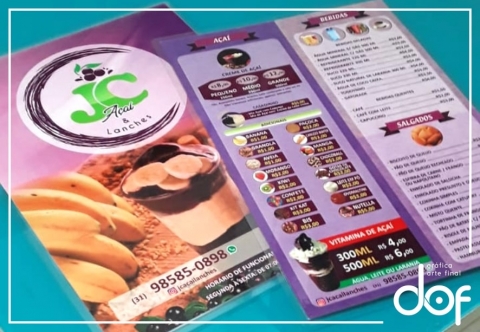 CARDÁPIO A4 PLASTIFICADO CARDÁPIO PLASTIFICADO